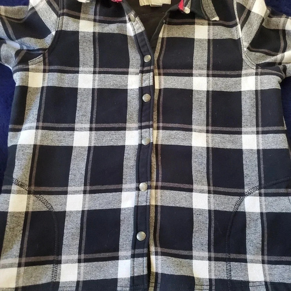 ORVIS woman's black & white plaid shirt jacket fleece lined - Picture 2 of 7
